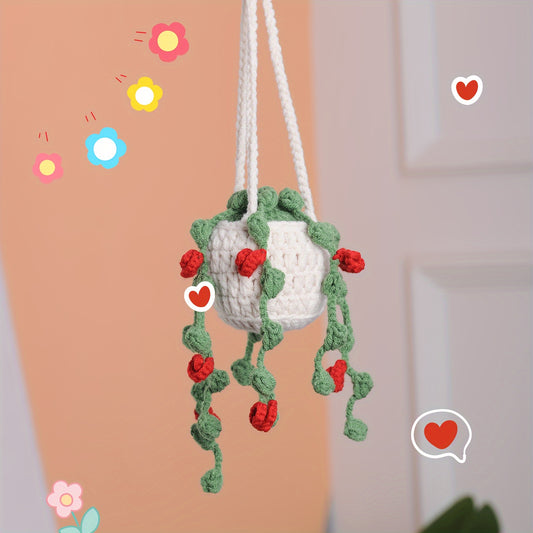 3pcs Set Handmade Woven Plant Hanging Decorations Plant Hanging Decorations Car Hanging Or Rearview Mirror Decoration Exquisite Creative Decoration